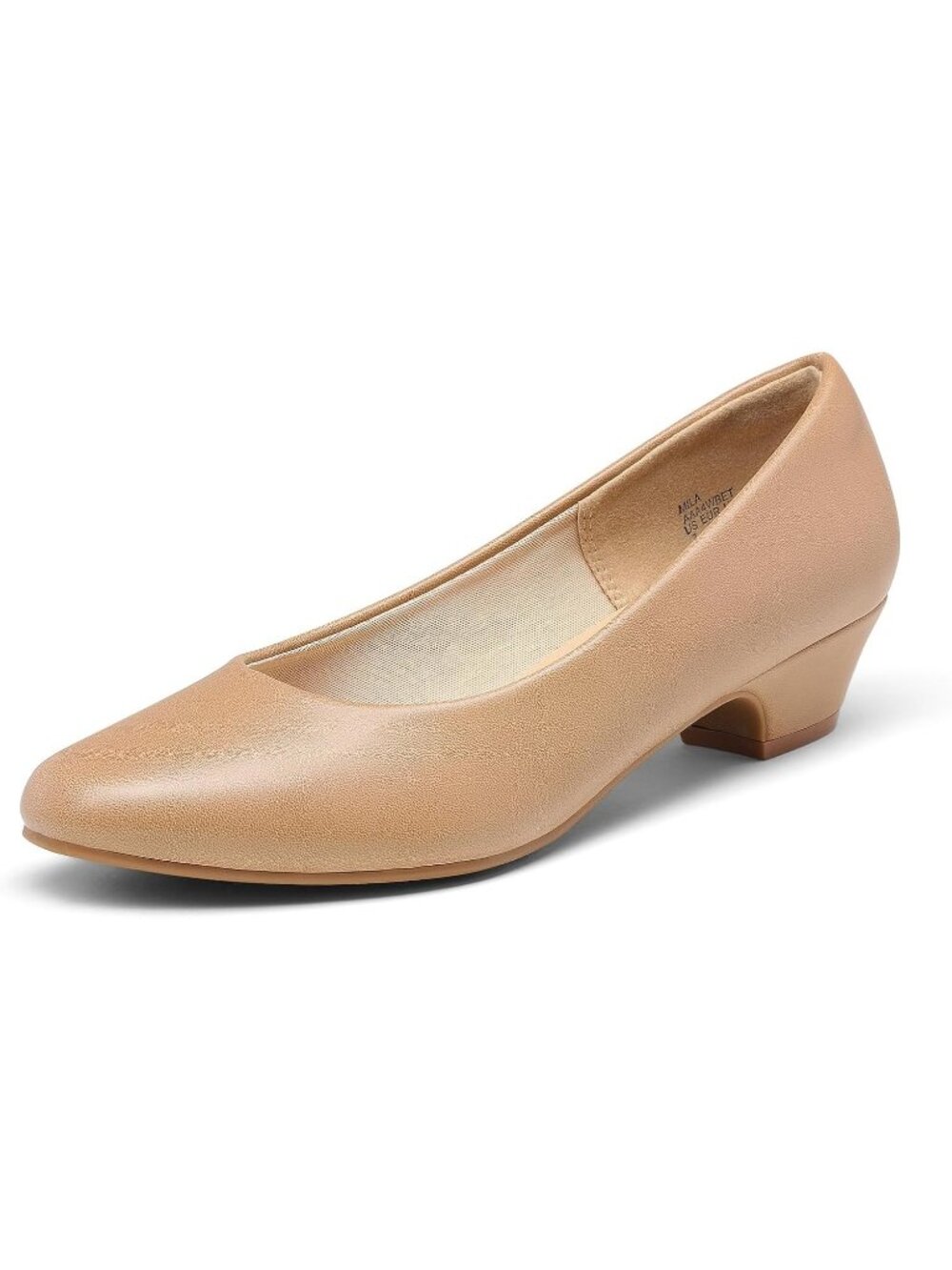 Dream Pairs Women's Nude Pu Round Toe Low Chunky Block Heel Pump Dress Shoes